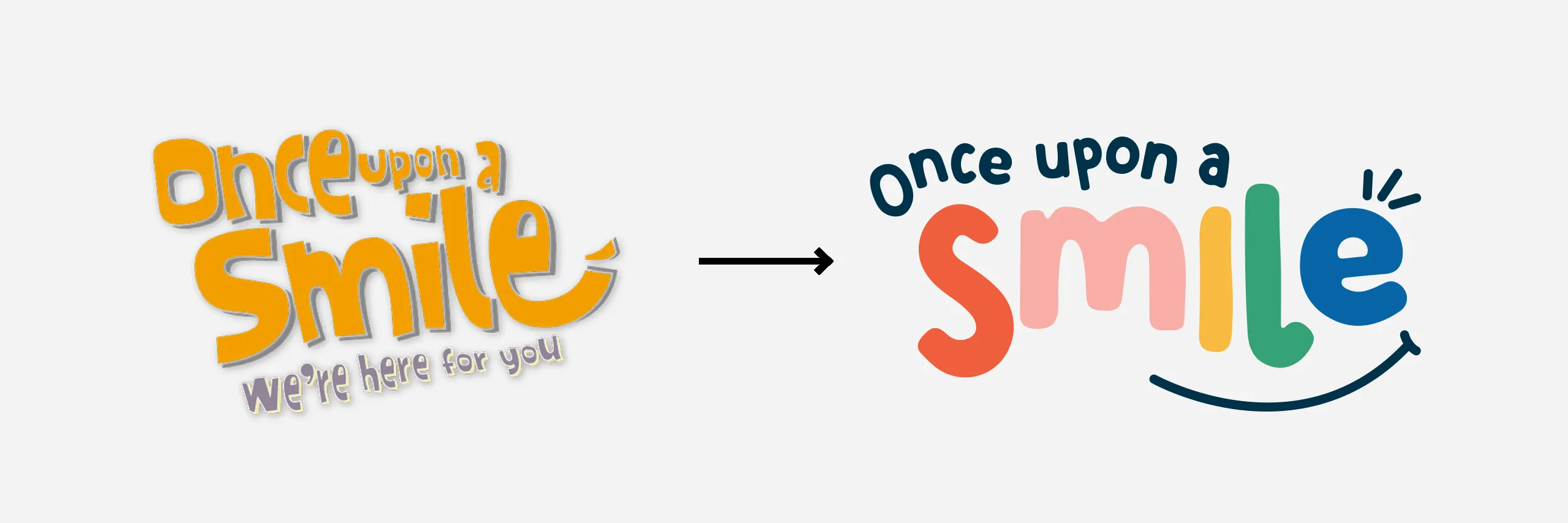 Once Upon a Smile logo evolution